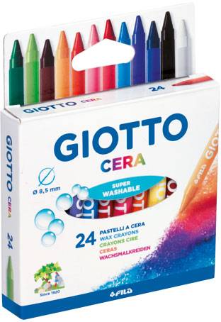 Creioane cerate din plastic, 24 culori/cutie, GIOTTO Cera