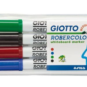 Markere pentru table de scris, varf rotund, 4 culori/blister, GIOTTO Robercolor