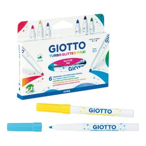 Carioca cu sclipici, 6 culori/cutie, GIOTTO Turbo Glitter Maxi