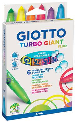 Carioca super lavabila, varf 7.5mm, 6 culori fluorescente/cutie, GIOTTO Turbo Giant Fluo