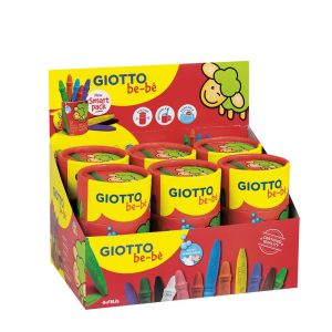 Creioane cerate din plastic, 12 culori/tub, GIOTTO be-be
