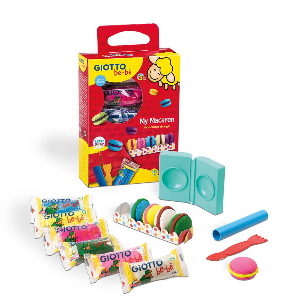 Kit plastilina 6 culori + ustensile modelaj, GIOTTO be-be Macarons