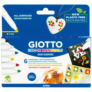 Markere cu vopsea, 6 culori/set, GIOTTO Decor Materials
