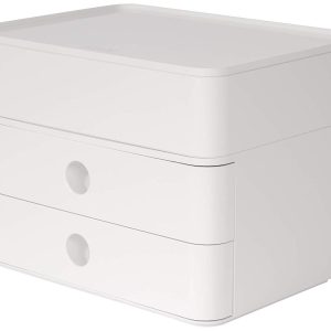 Suport cu 2 sertare + cutie ustensile HAN Allison Smart Box Plus - alb snow