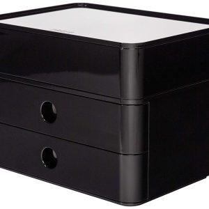 Suport cu 2 sertare + cutie ustensile HAN Allison Smart Box Plus - negru jet