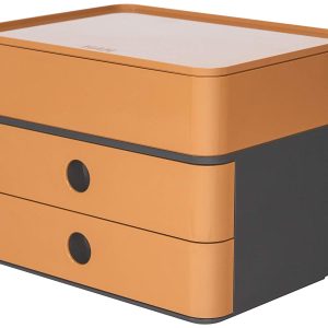 Suport cu 2 sertare + cutie ustensile HAN Allison Smart Box Plus - maro caramel