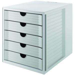 Suport plastic cu 5 sertare pentru documente, HAN - gri deschis - sertare gri deschis