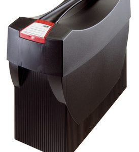 Suport plastic pentru 20 dosare suspendabile, cu capac, HAN Swing Plus - negru