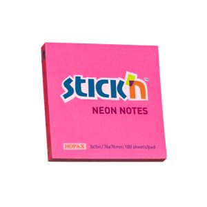 Notes autoadeziv 76 x 76 mm, 100 file, Stick"n - roz neon