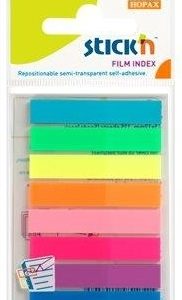 Stick index plastic transparent color 45 x 8 mm, 8 x 20 file/set, Stick"n - 8 culori neon