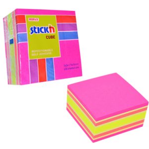 Cub notes autoadeziv 76 x 76 mm, 400 file, Stick"n - neon/pastel asortate