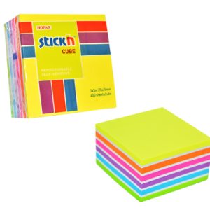 Cub notes autoadeziv 76 x 76 mm, 400 file, Stick"n - neon/pastel asortate