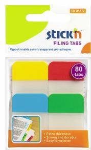 Stick index plastic transp. cu margine color 38 x 25 mm, 4 x 20 file/set, Stick"n - 4 culori neon