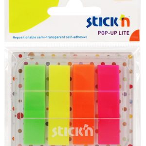 Film index autoadeziv 45 x 12mm, 4 x 20 file, dispenser, Stick"n Pop-up Lite - 4 culori neon