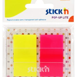 Film index autoadeziv 45 x 25mm, 2 x 20 file, dispenser, Stick"n Pop-up Lite - 2 culori neon
