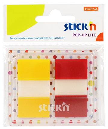 Film index autoadeziv 45 x 25mm, 2 x 20 file, dispenser, Stick"n Pop-up Lite -2 culori trans/neon