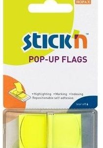 Film index autoadeziv 45 x 25mm, 50 file/set, cu dispenser, Stick"n Pop-up - galben