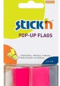 Film index autoadeziv 45 x 25mm, 50 file/set, cu dispenser, Stick"n Pop-up - magenta