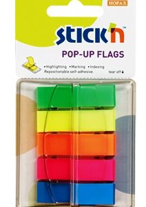 Film index autoadeziv 45 x 12mm, 5 x 40file/set, cu dispenser, Stick"n Pop-up - 5 culori neon