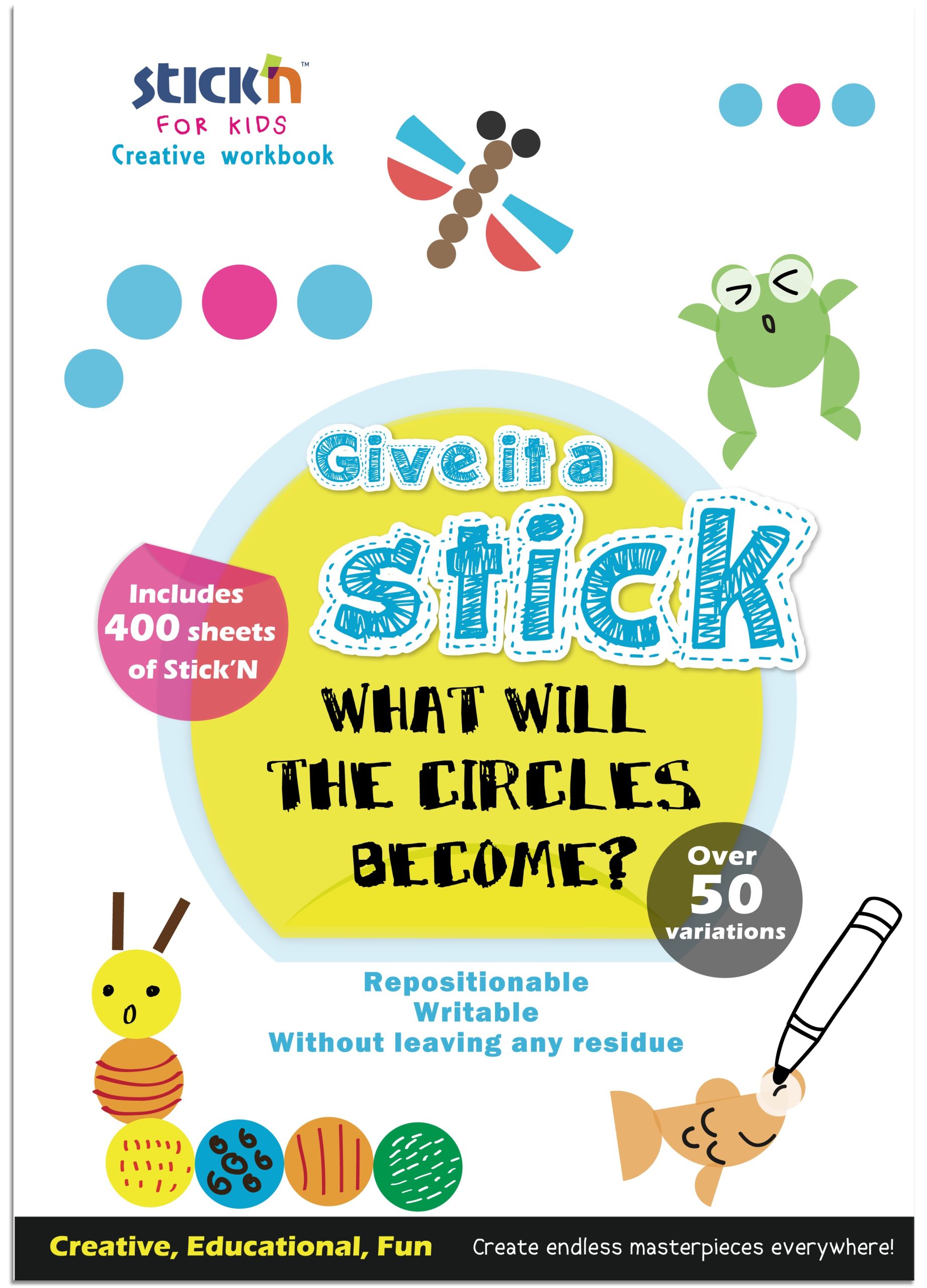 Carte creativa Stick"n Circle - cercuri neon asortate