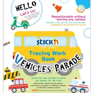 Carte educativa Stick"n Tracing Work Book - Vehicles Parade