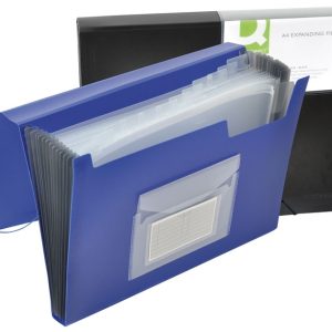 Mapa cu burduf A4, 13 compartimente, separatoare color, inchidere cu elastic, Q-Connect - negru