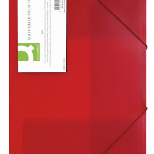 Mapa plastic cu elastic pe colturi, 400 microni, Q-Connect - rosu transparent
