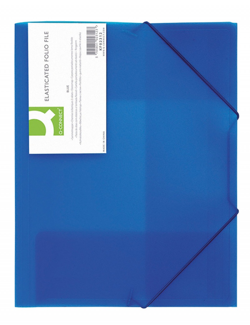Mapa plastic cu elastic pe colturi, 400 microni, Q-Connect - albastru transparent