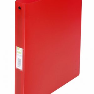 Caiet mecanic 4 inele - D25mm, coperti flexibile PP, Q-Connect - rosu transparent