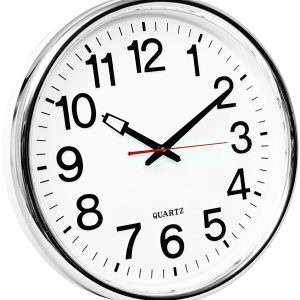 Ceas de perete, D-37.5 cm, cifre arabe, cadran alb, rama plastic argintie, Q-Connect Warsaw