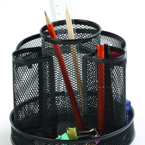 Organizer metalic Mesh, de birou, rotativ, Q-Connect - negru