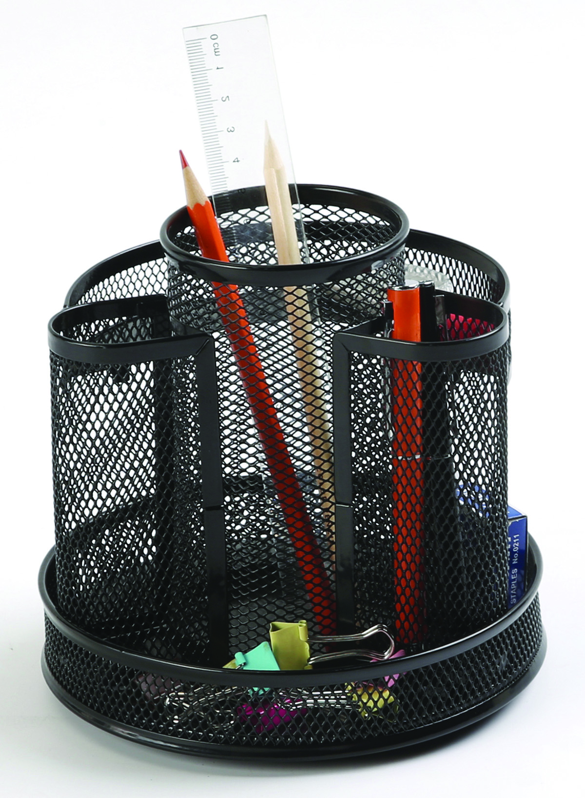 Organizer metalic Mesh, de birou, rotativ, Q-Connect - negru