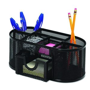 Organizer metalic Mesh, de birou, 8 compartimente, Q-Connect - negru