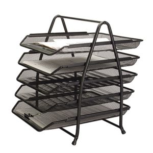Set 5 tavite metalice Mesh, suprapozabile, Q-Connect - negru