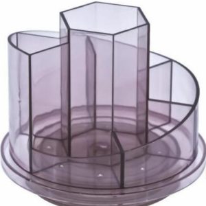 Suport plastic pentru accesorii de birou, rotativ, 7 compartimente, KEJEA - fumuriu