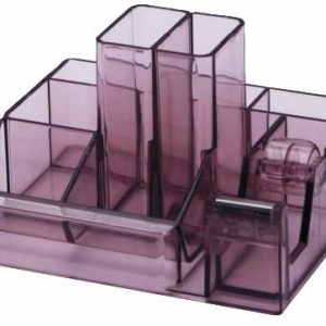 Suport plastic pentru accesorii de birou, 8 compartimente, 148 x 87mm, KEJEA - fumuriu
