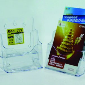 Display plastic pentru brosuri, de birou/perete, 2 x A5, KEJEA - transparent