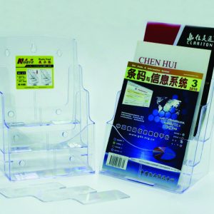 Display plastic pentru brosuri, de birou/perete, 3 x A4-portrait, KEJEA - transparent