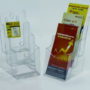 Display plastic pentru brosuri, de birou/perete, 3 x 1/3A4, KEJEA - transparent