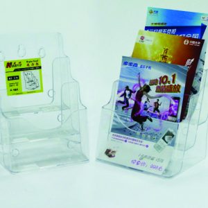 Display plastic pentru brosuri, de birou/perete, 3 x A5, KEJEA - transparent