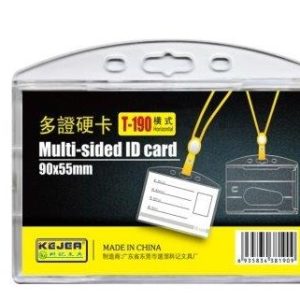 Suport dublu, PS rigid, pentru ID carduri, 90 x 55mm, orizontal, 5 buc/set, KEJEA - transp. cristal