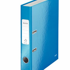 Biblioraft LEITZ 180 WOW, carton laminat, partial reciclat, FSC, A4, 52 mm, albastru