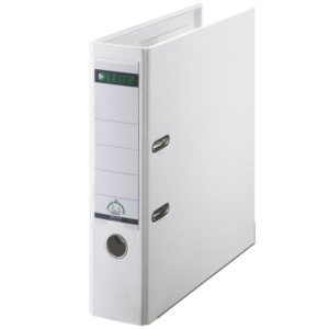 Biblioraft LEITZ 180, PP, partial reciclat, FSC, A4, 80 mm, alb