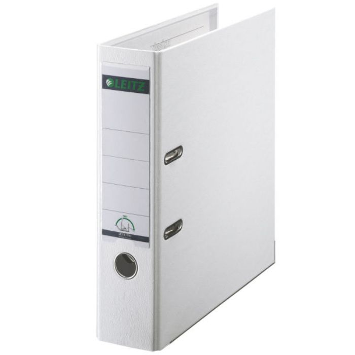 Biblioraft LEITZ 180, PP, partial reciclat, FSC, A4, 80 mm, alb