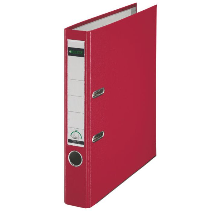 Biblioraft Leitz 180, PP, partial reciclat, FSC, A4, 52 mm, rosu