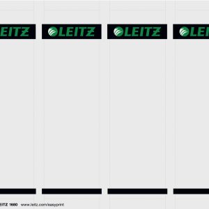 Etichete pentru biblioraft Leitz, printabile, carton, FSC, reciclabile, 80 mm, 100 buc/set, alb