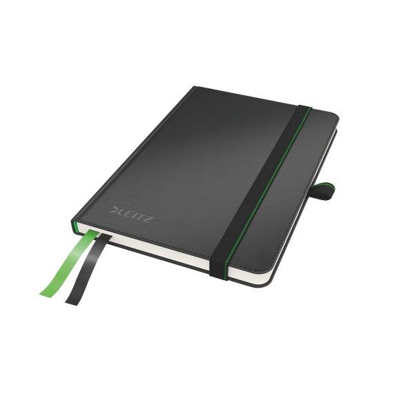 Caiet de birou Leitz Complete, coperta dura, FSC, reciclabil, A6, 80 coli, matematica, negru
