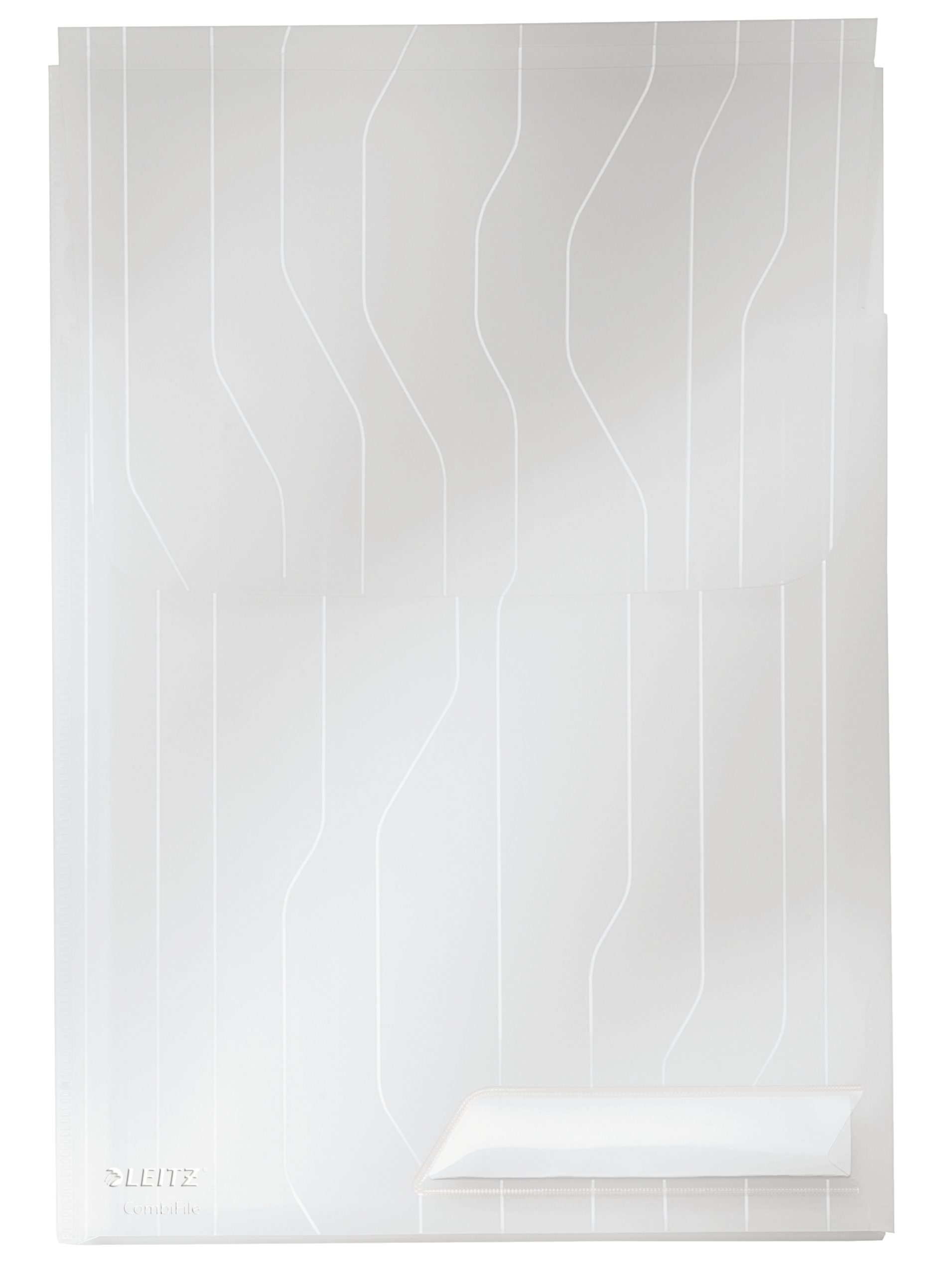 Mapa LEITZ CombiFile Jumbo, cu eticheta, PP, A4, 200 mic, 150 coli, pre-perforata, 3 buc/set, transp