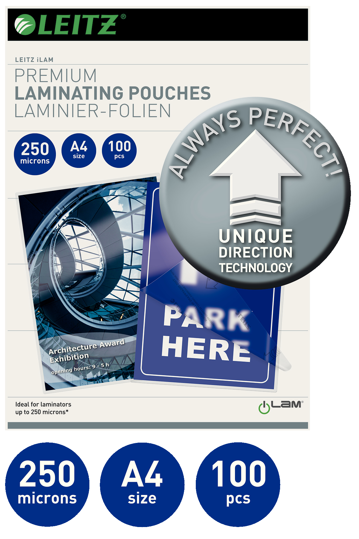 Folie laminare LEITZ UDT, la cald, A4, 250 mic, 100 buc/ set