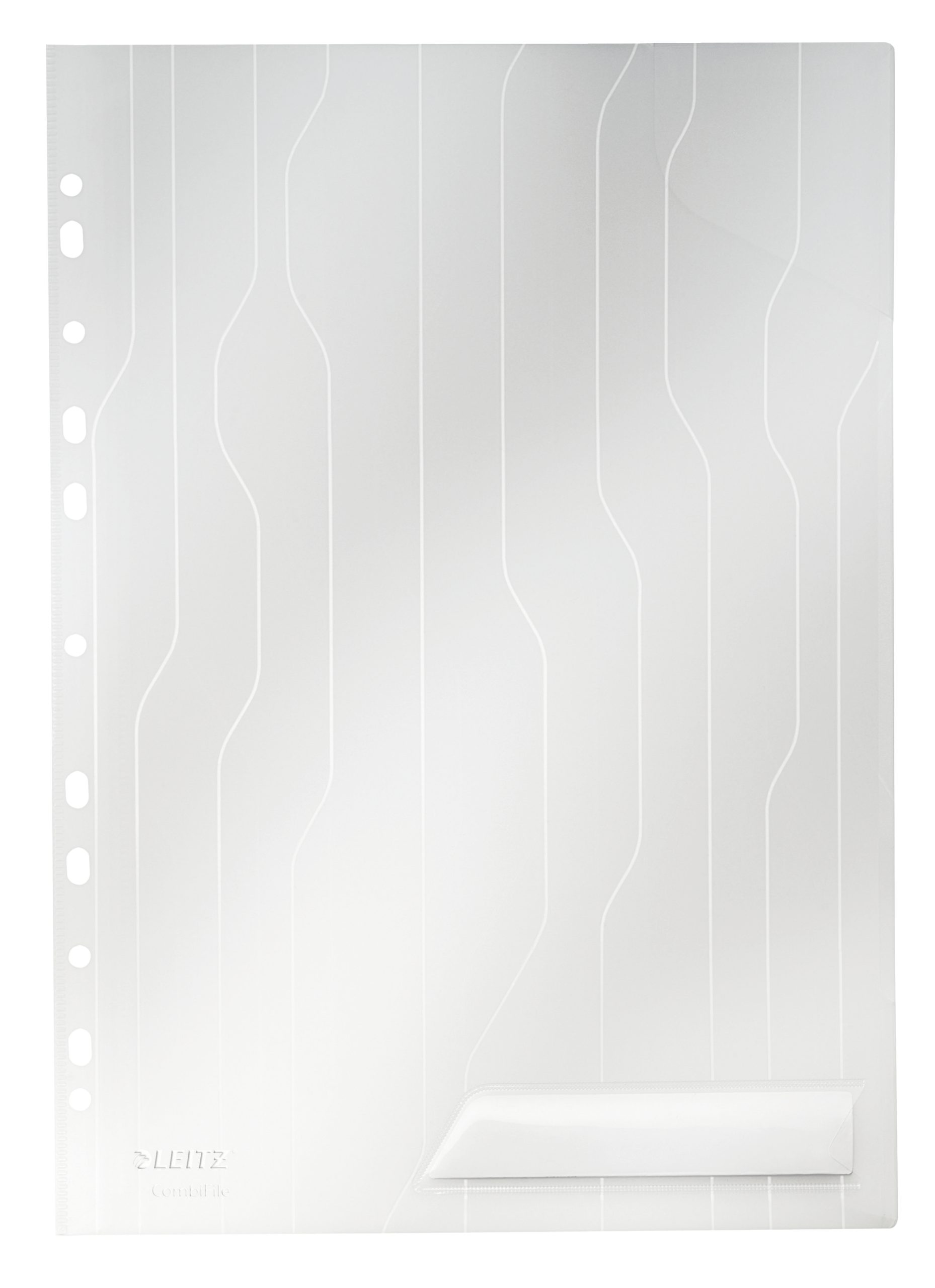 Mapa LEITZ CombiFile, cu eticheta, PP, A4, 200 mic, 40 coli, pre-perforata, 5 buc/set, transparent
